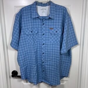 Orvis Performance Lightweight Short Sleeve Button Up Shirt Men’s XXL Blue
